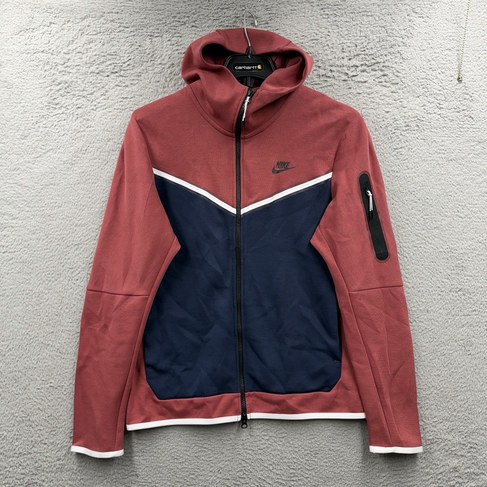 Nike Tech Fleece Hoodie Mens Large Full Zip Up Sportswear Red Blue Sweatshirt